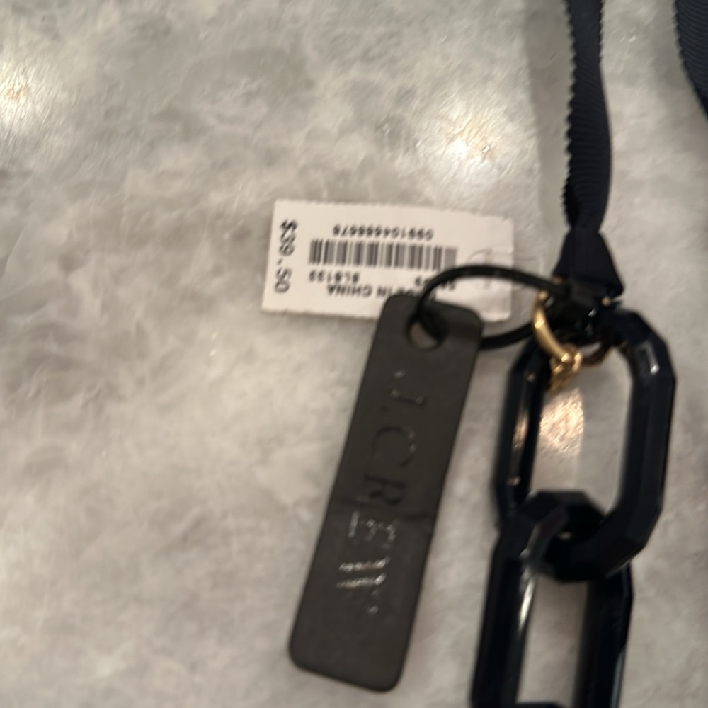 NWT J. Crew Factory Chain Link Necklace, Navy, Pouch - Picture 4 of 5